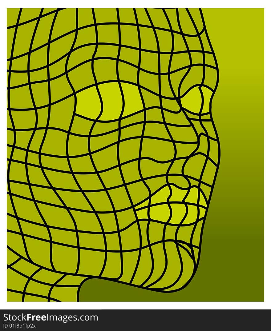 Face isolated over abstract green background, vector illustration. Face isolated over abstract green background, vector illustration