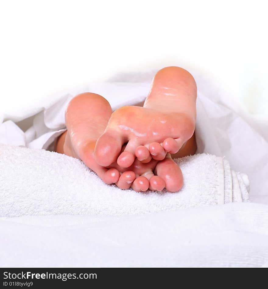 Well-groomed heels of female feet after processing of a skin by oil on a white towel, isolated on a white background, please see some of my other parts of a body images:

. Well-groomed heels of female feet after processing of a skin by oil on a white towel, isolated on a white background, please see some of my other parts of a body images: