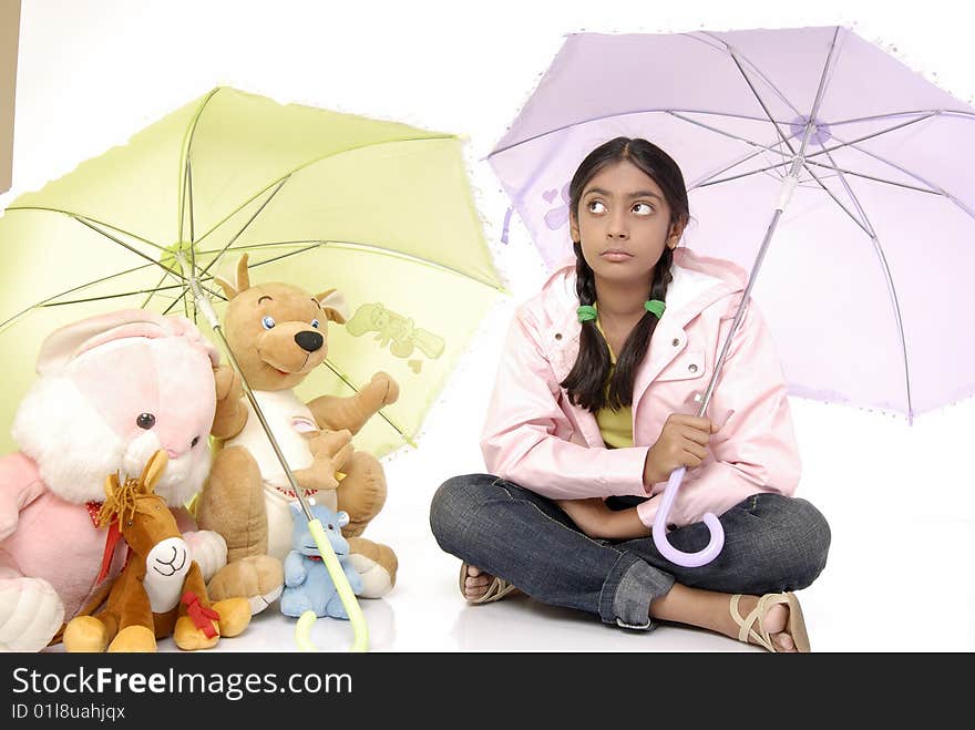 Girl Gives Protection To Toy