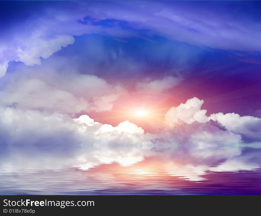 Abstract scene shining sky and celestial landscape. Abstract scene shining sky and celestial landscape