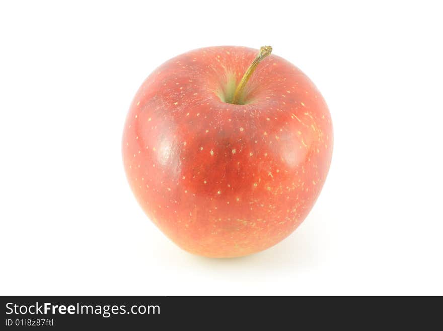 Red apple, white background, close-up, isolated object,