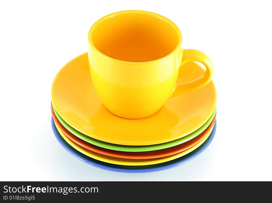 Orange cup, isolated over white board