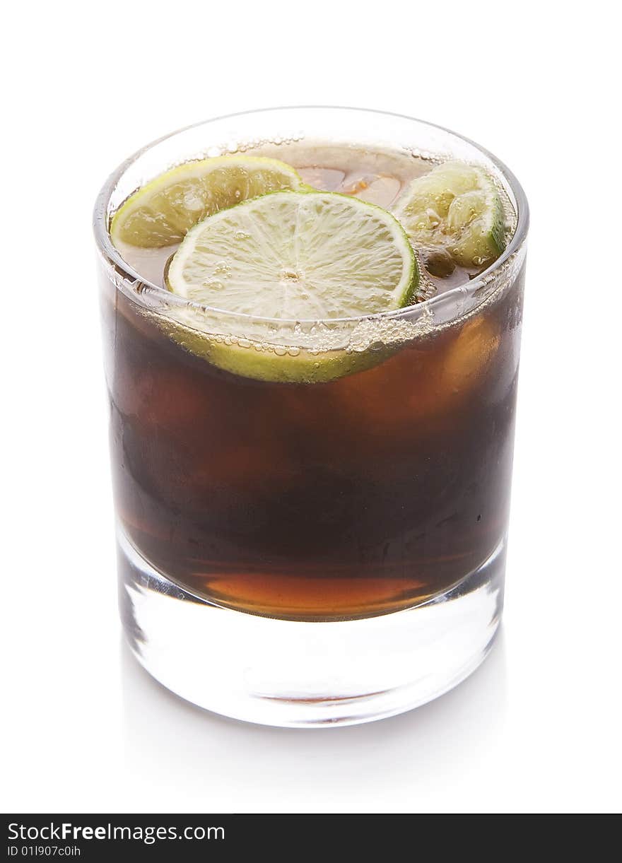 Photo of a cocktail/cola whit lemon. Photo of a cocktail/cola whit lemon