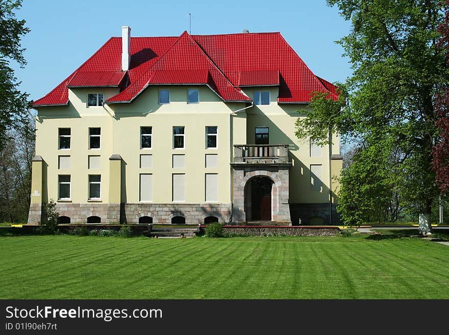 Old Manor With Red Roof