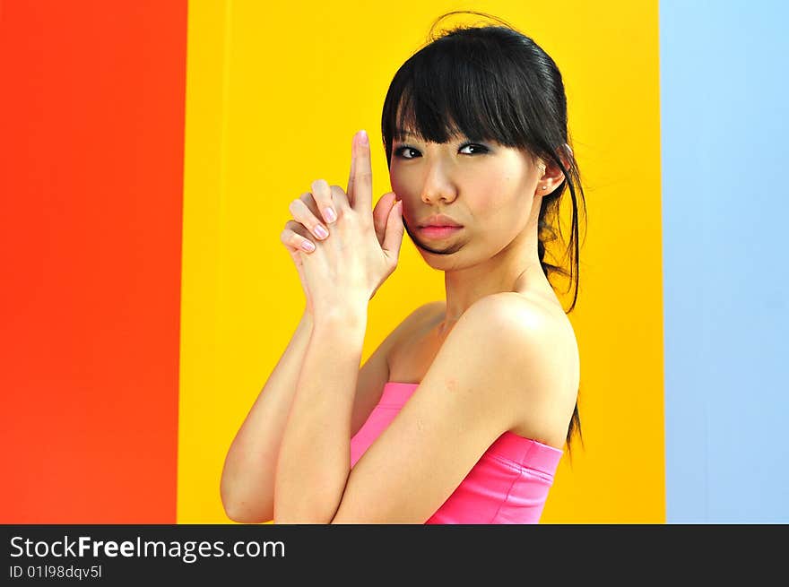 Besutiful Asian Woman With Colourful Background. Besutiful Asian Woman With Colourful Background.