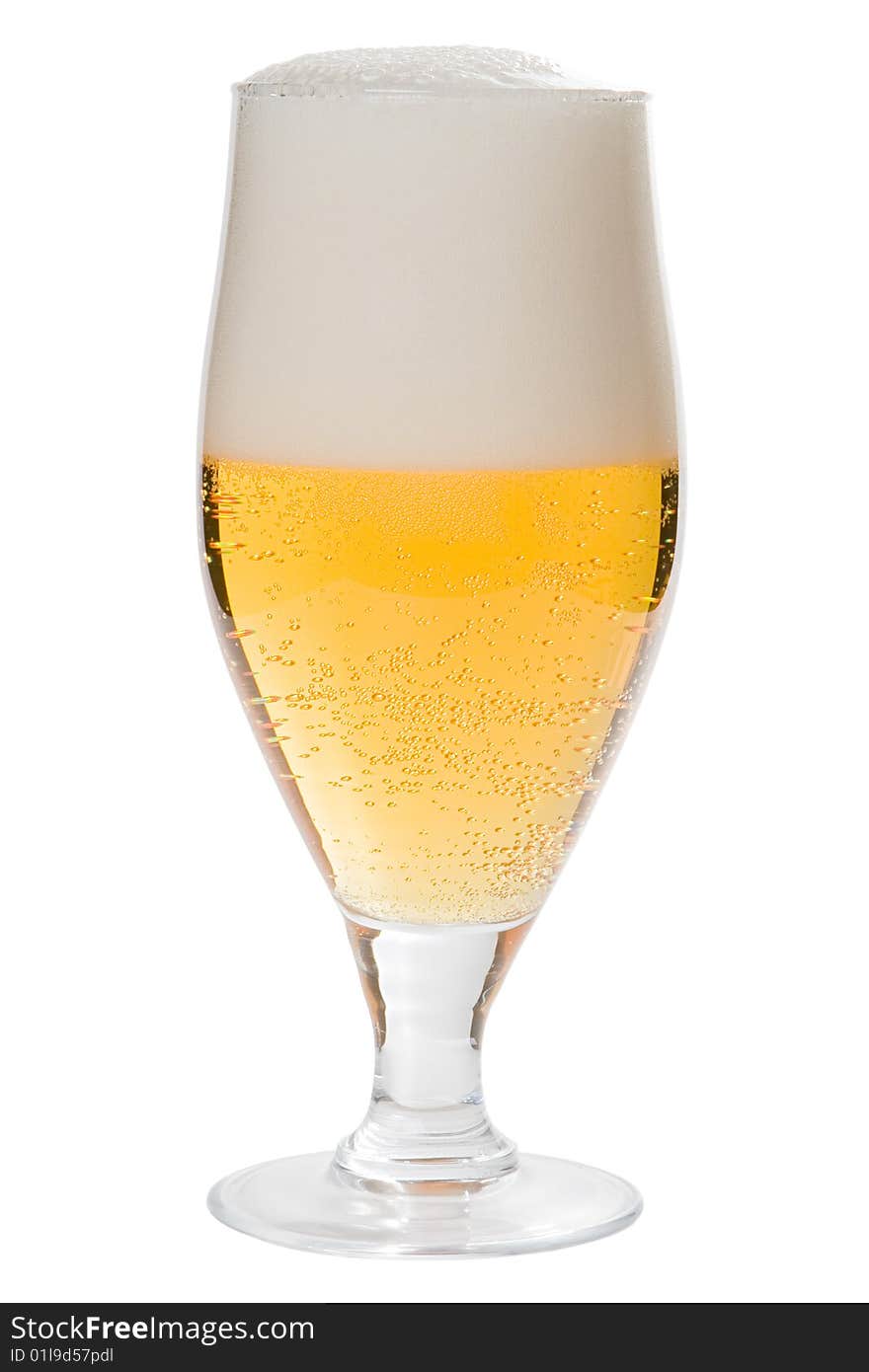 Glass with beer isolated on a white background. Glass with beer isolated on a white background