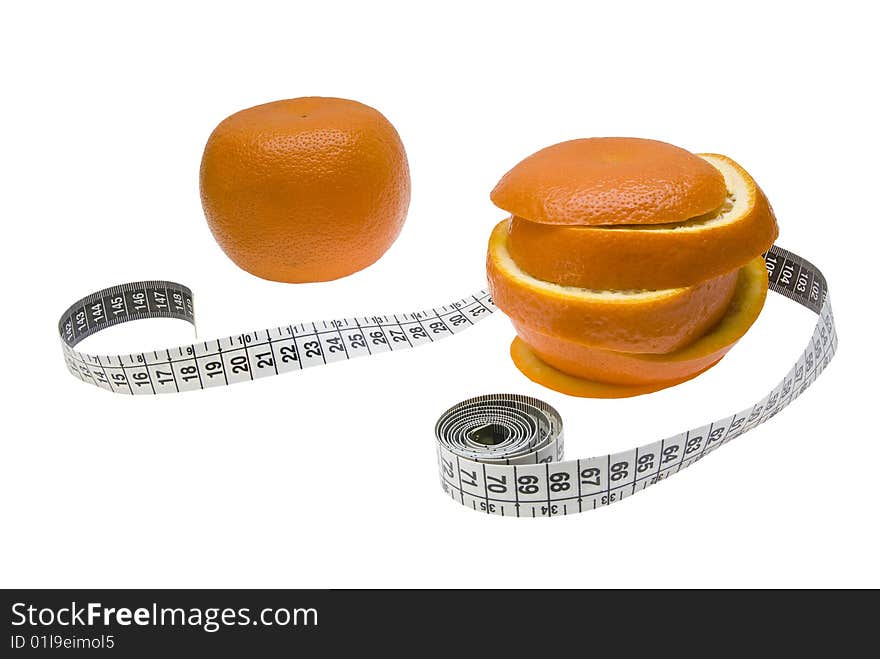 Two grapefruits and a measuring tape