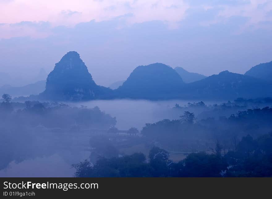 Morning mist over the mountains