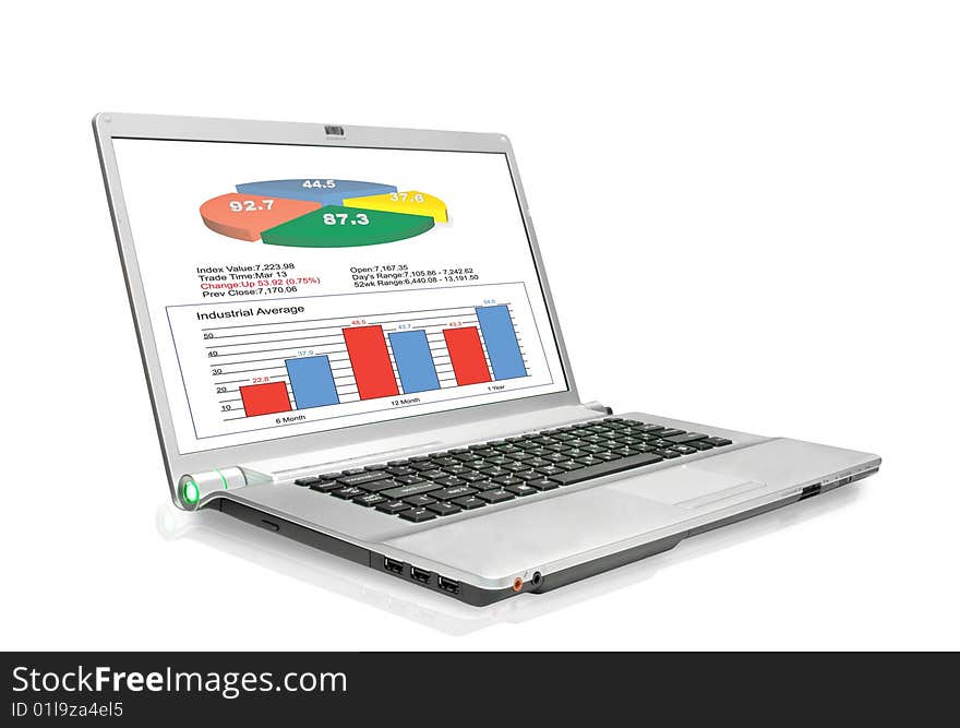 Laptop with finance image on screen