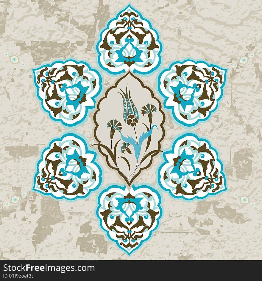 Antique ottoman grungy wallpaper tile design