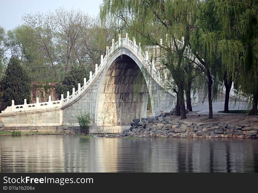 Ancient stony arch bridge in Summer Palace