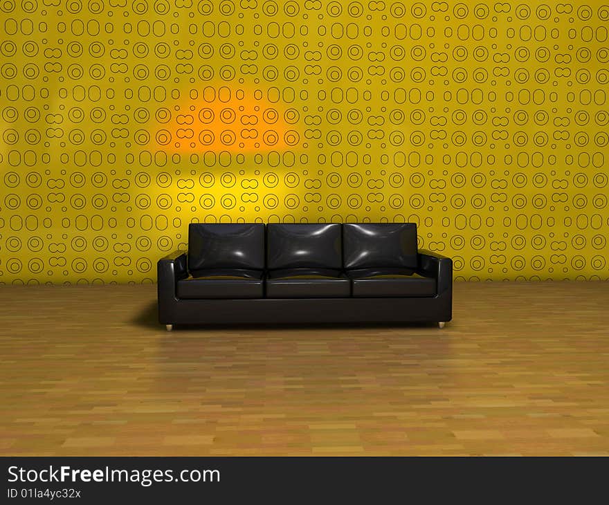 3-seater sofa in the middle of the room against the wall