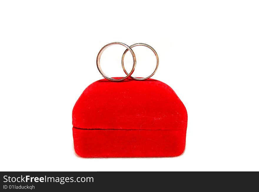 Two Wedding Rings  Red Pillow