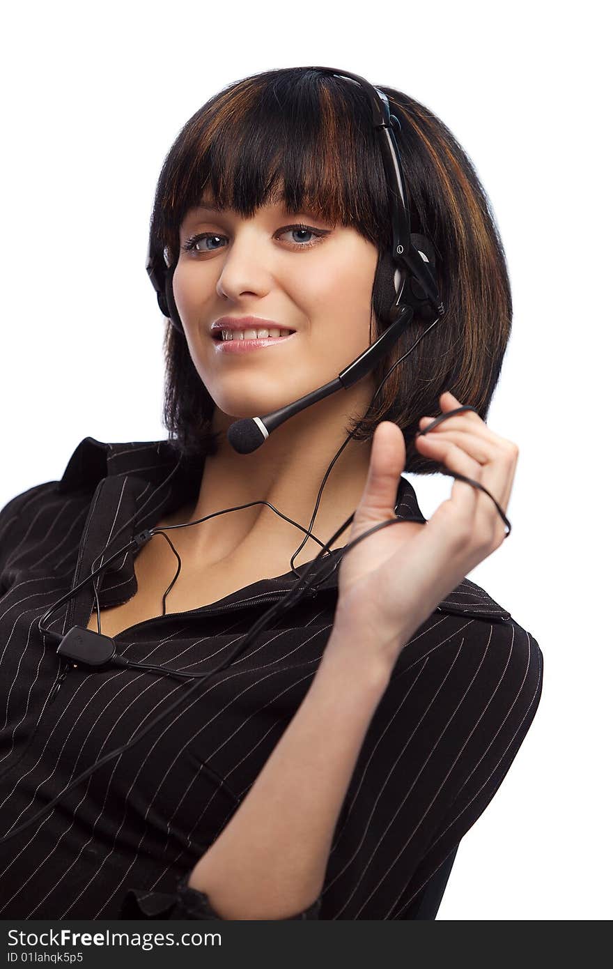 Beautiful Brunette Woman With Headphone