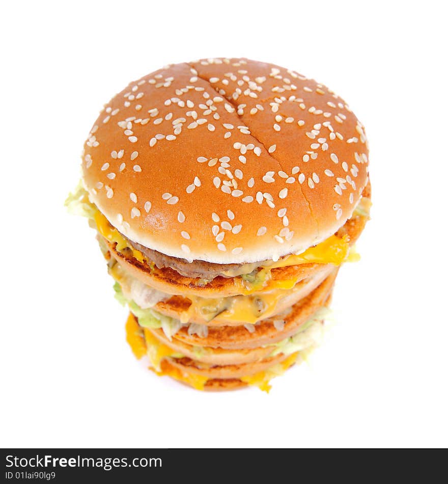 A hamburger isolated white background