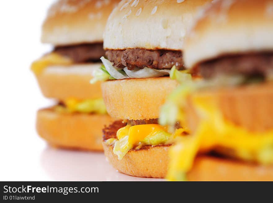 A hamburger isolated white background