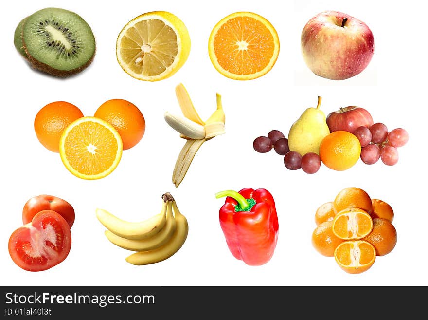 Set Of Fruits And Vegetables