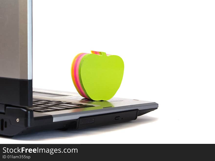 Notebook And Coloured Apple From A Paper