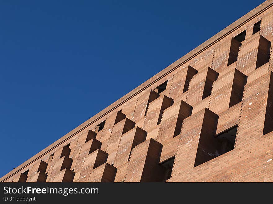 Border between building under construction and sky