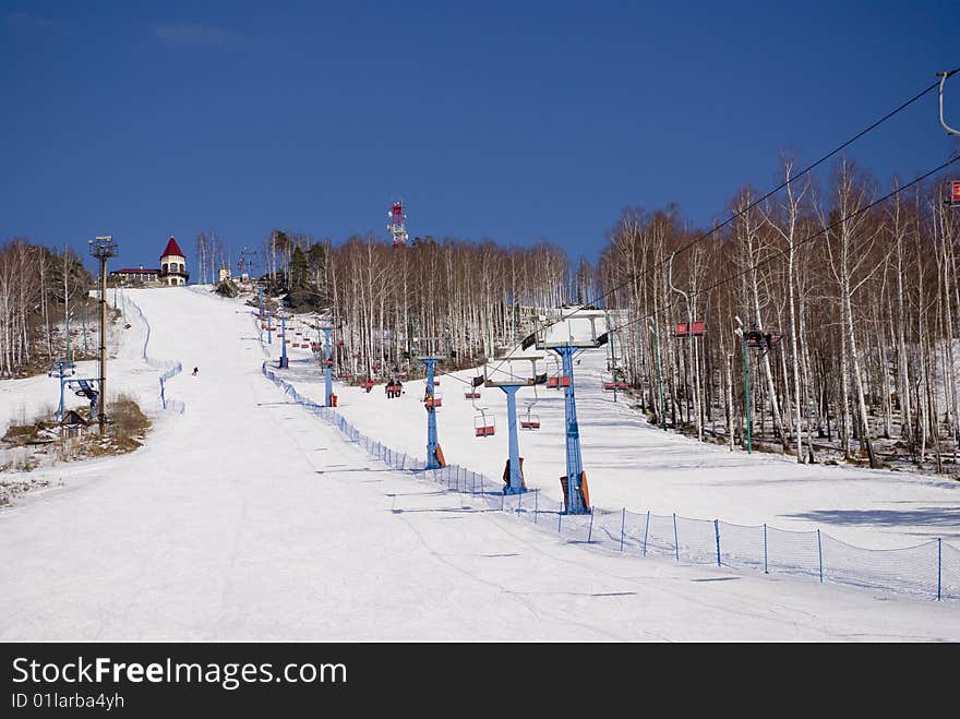 Ski resort in a sunny day