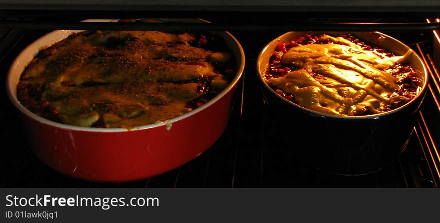 Lasagne in the oven