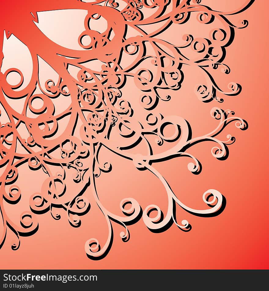 Red curly background - vector illustration. Red curly background - vector illustration