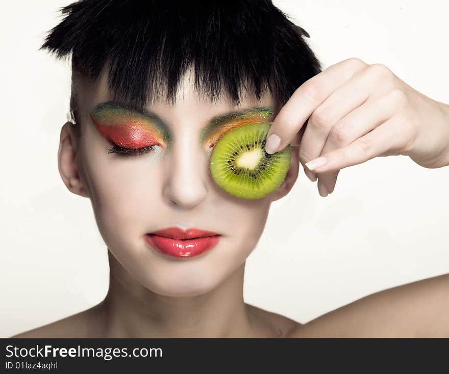 Portrait of young girl witn fresh fruit's. Portrait of young girl witn fresh fruit's