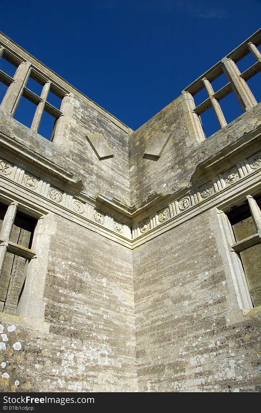 Detail of unfinished Lyvedon New Bield architecture. Detail of unfinished Lyvedon New Bield architecture