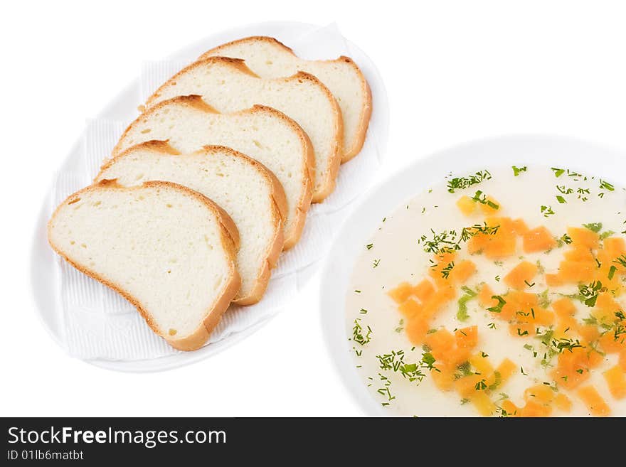 Chicken Broth with Sliced Bread. Bon appetit!