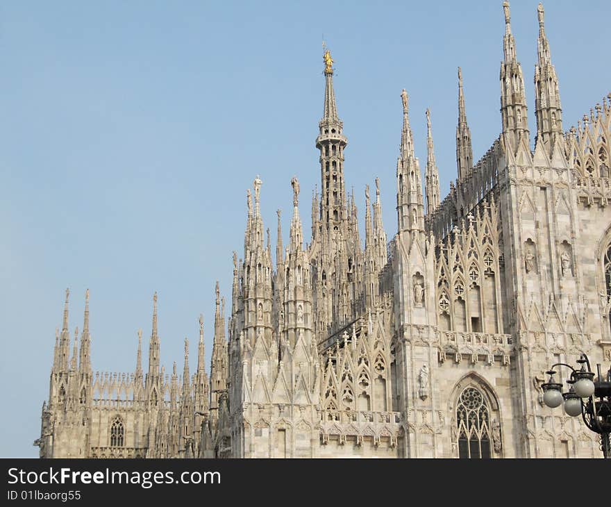 Milan cathedral duomo church marble detail by the left side. Milan cathedral duomo church marble detail by the left side