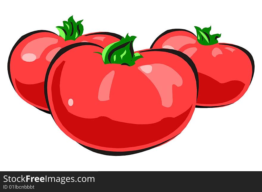 Illustration of a still life of tomatoes