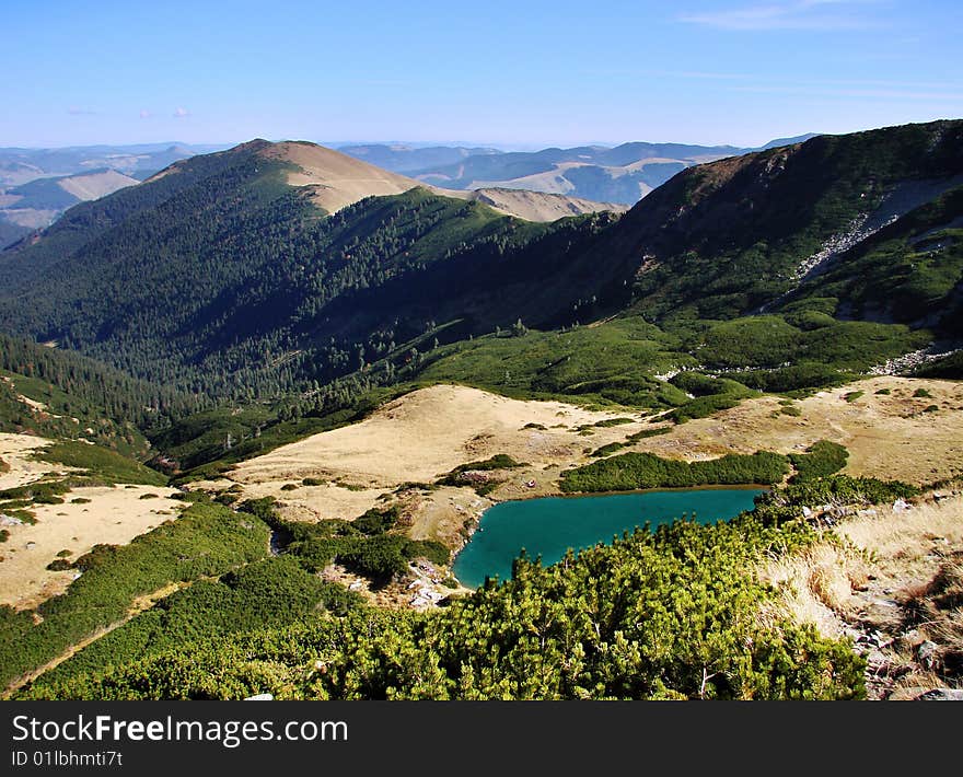 Lake on the top of the mountain in national park romania. Lake on the top of the mountain in national park romania