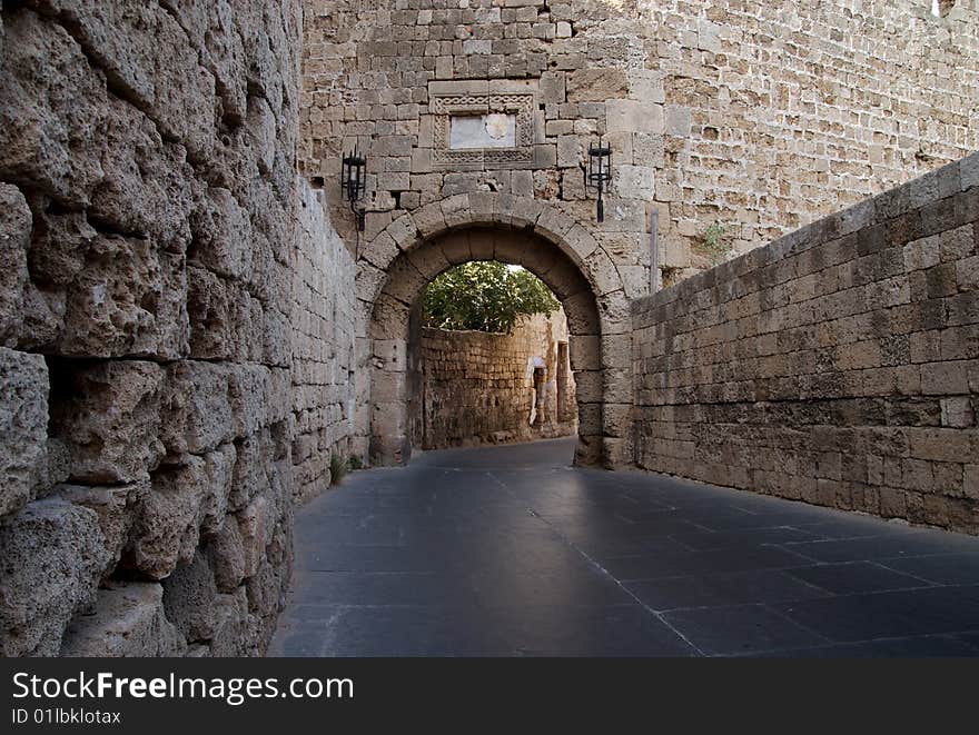 The Agiou Ioannou (Saint John) Gate, Rhodes, Greece. The Agiou Ioannou (Saint John) Gate, Rhodes, Greece