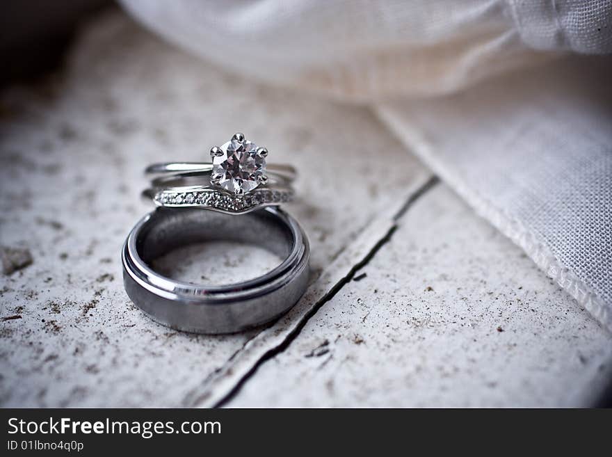 Bride and grooms wedding rings