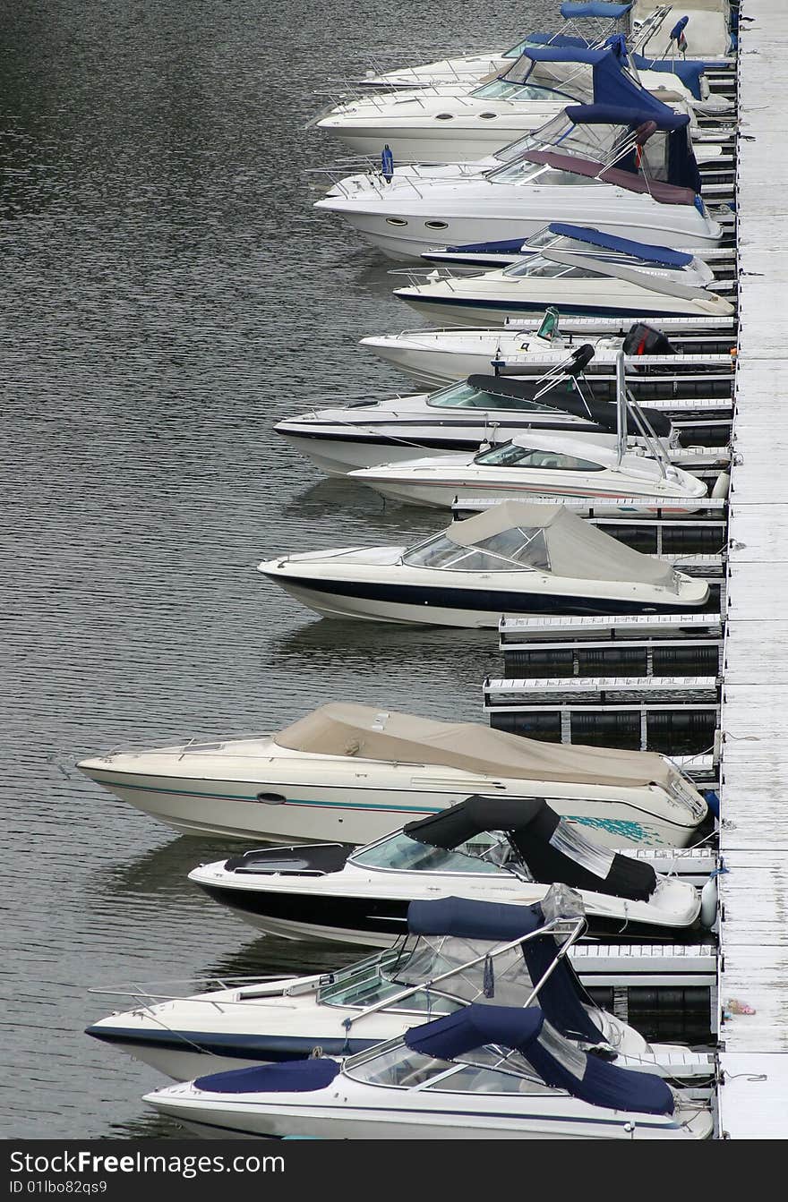 Line with the boats in the port