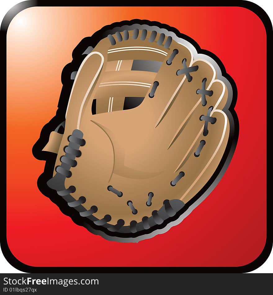 Baseball glove web red icon