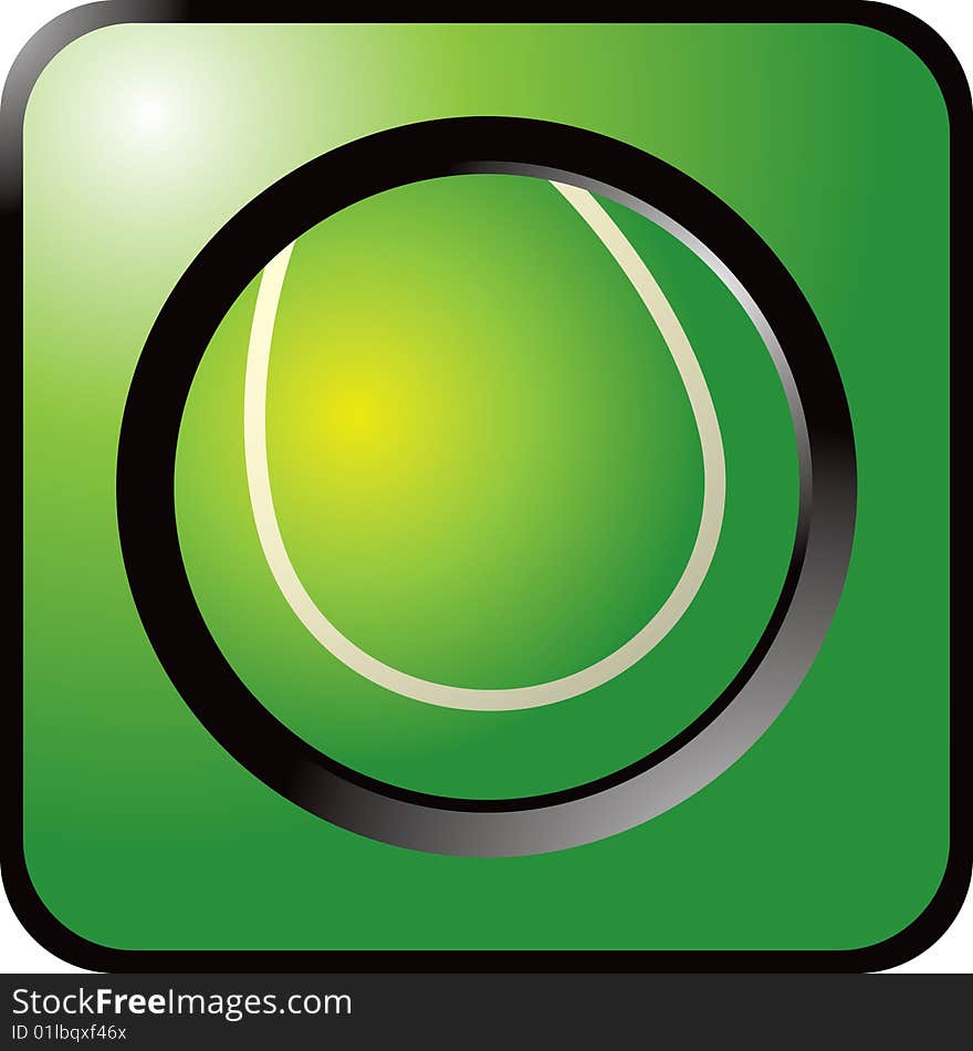 Tennis ball icon on a green background. Tennis ball icon on a green background