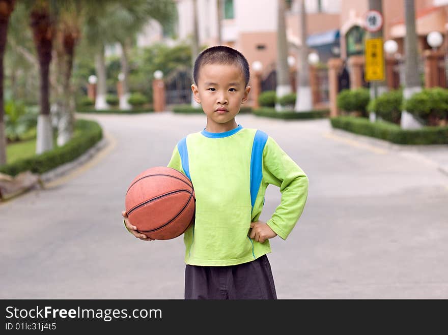 A child with a basketball