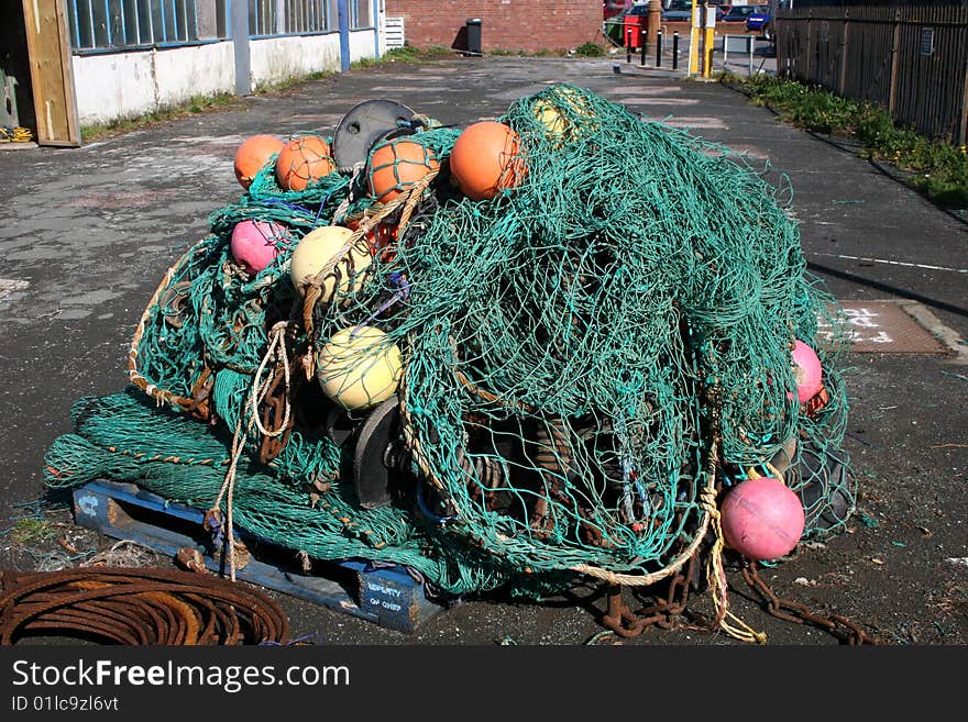 Fishing nets on quay side