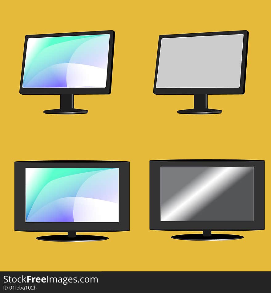 LCD TV and monitor set vector