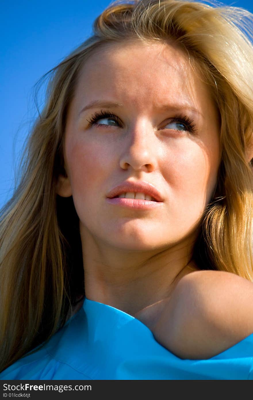 Portrait of young girl, summer beach. Portrait of young girl, summer beach