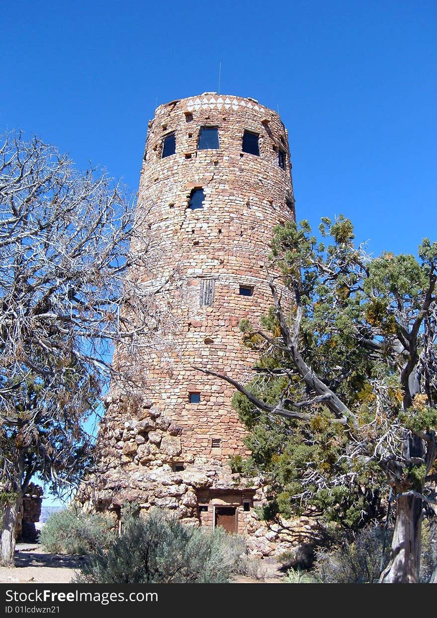 An indian tower in Grand Canyon. An indian tower in Grand Canyon