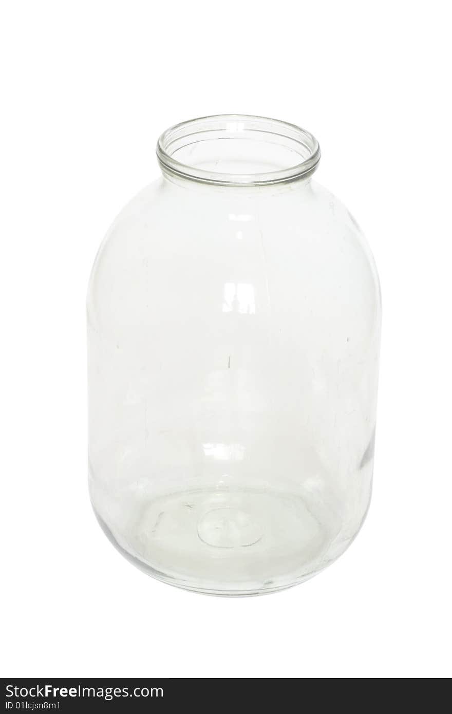 Glass jar under the white background