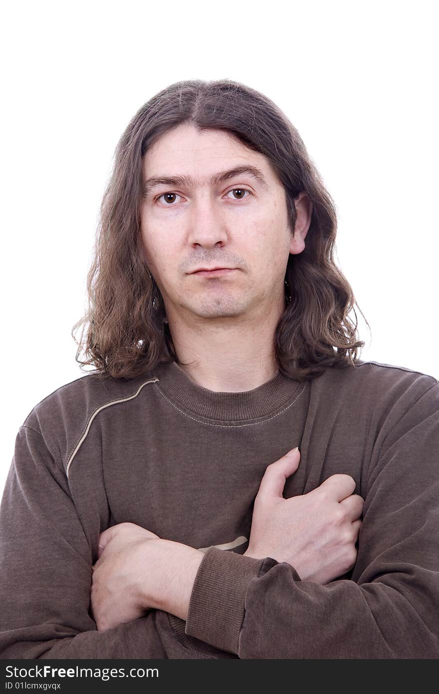 Young man portrait, isolated on white