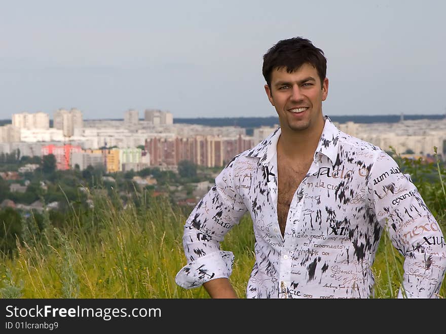 Young man outdoor in city