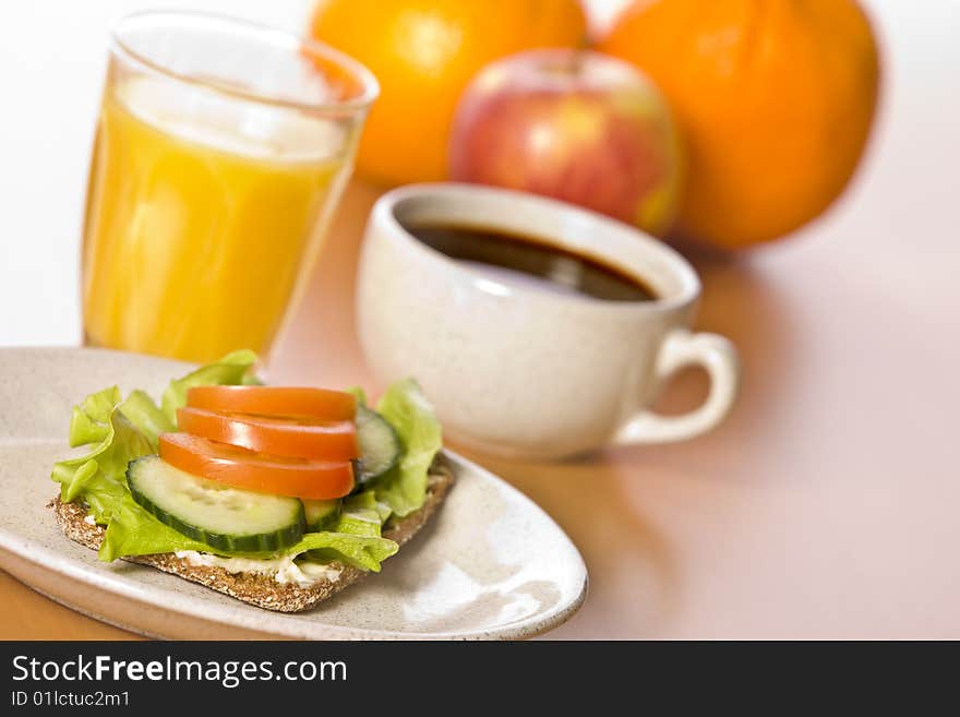 Sandwich with tomato and salad close up. Sandwich with tomato and salad close up