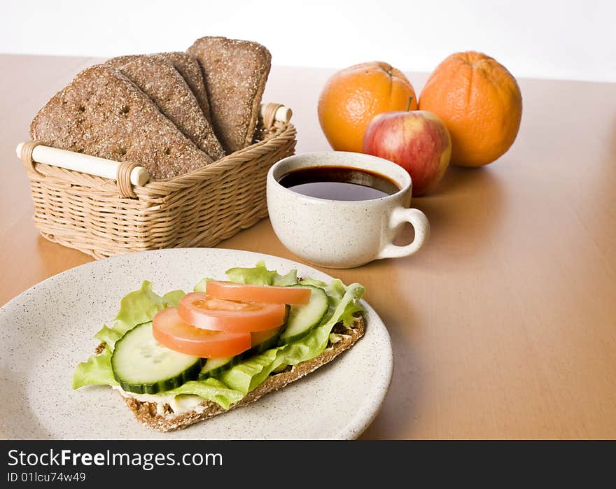 Sandwich with tomato and salad close up. Sandwich with tomato and salad close up