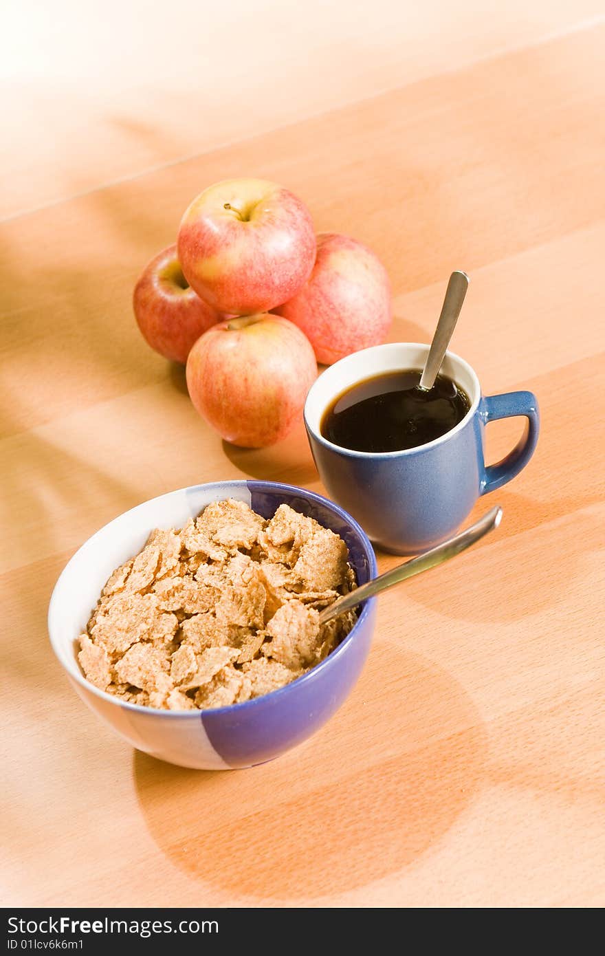 Bowl of cereal and coffee