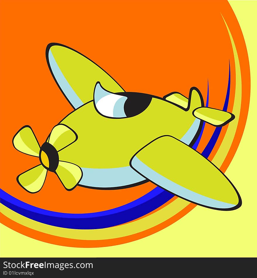 Vector illustration of Transport Cartoon. Little funky airplane. Vector illustration of Transport Cartoon. Little funky airplane