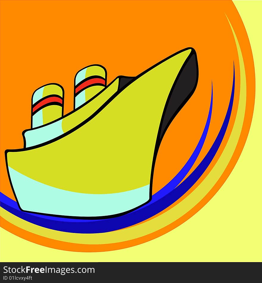 Vector illustration of Transport Cartoon. Funny little ship